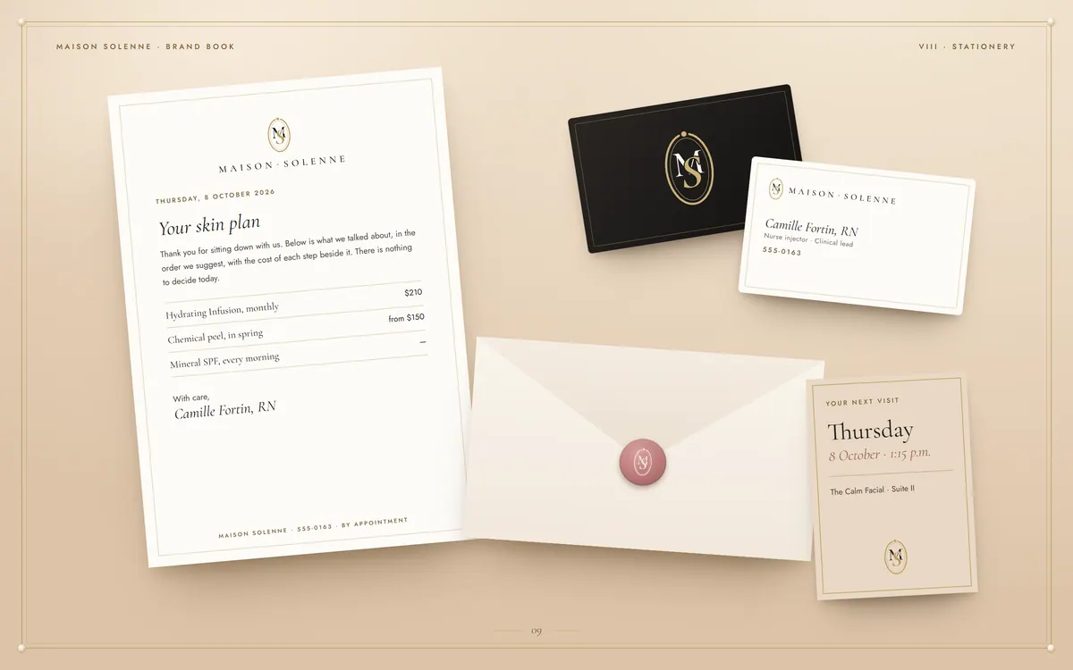 Maison Solenne brand book, Stationery