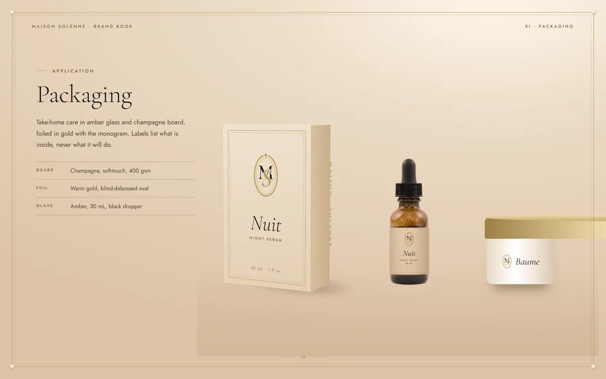 Maison Solenne brand book, Packaging