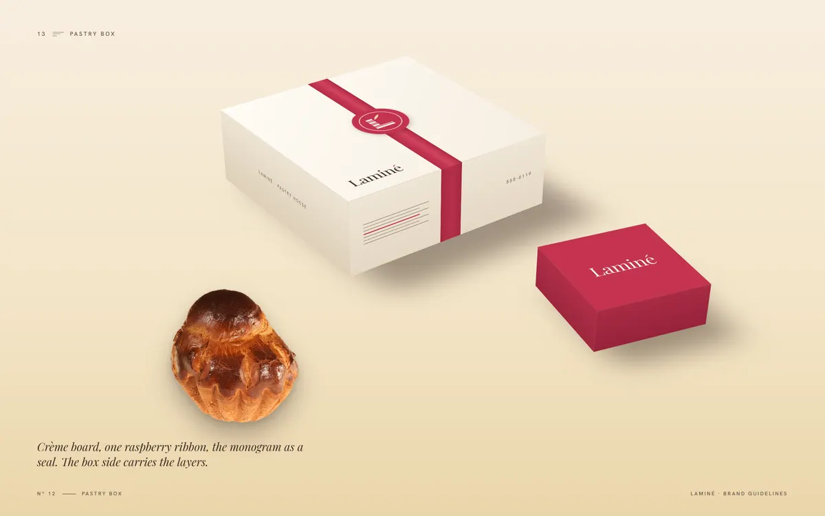 Laminé brand book, Pastry box