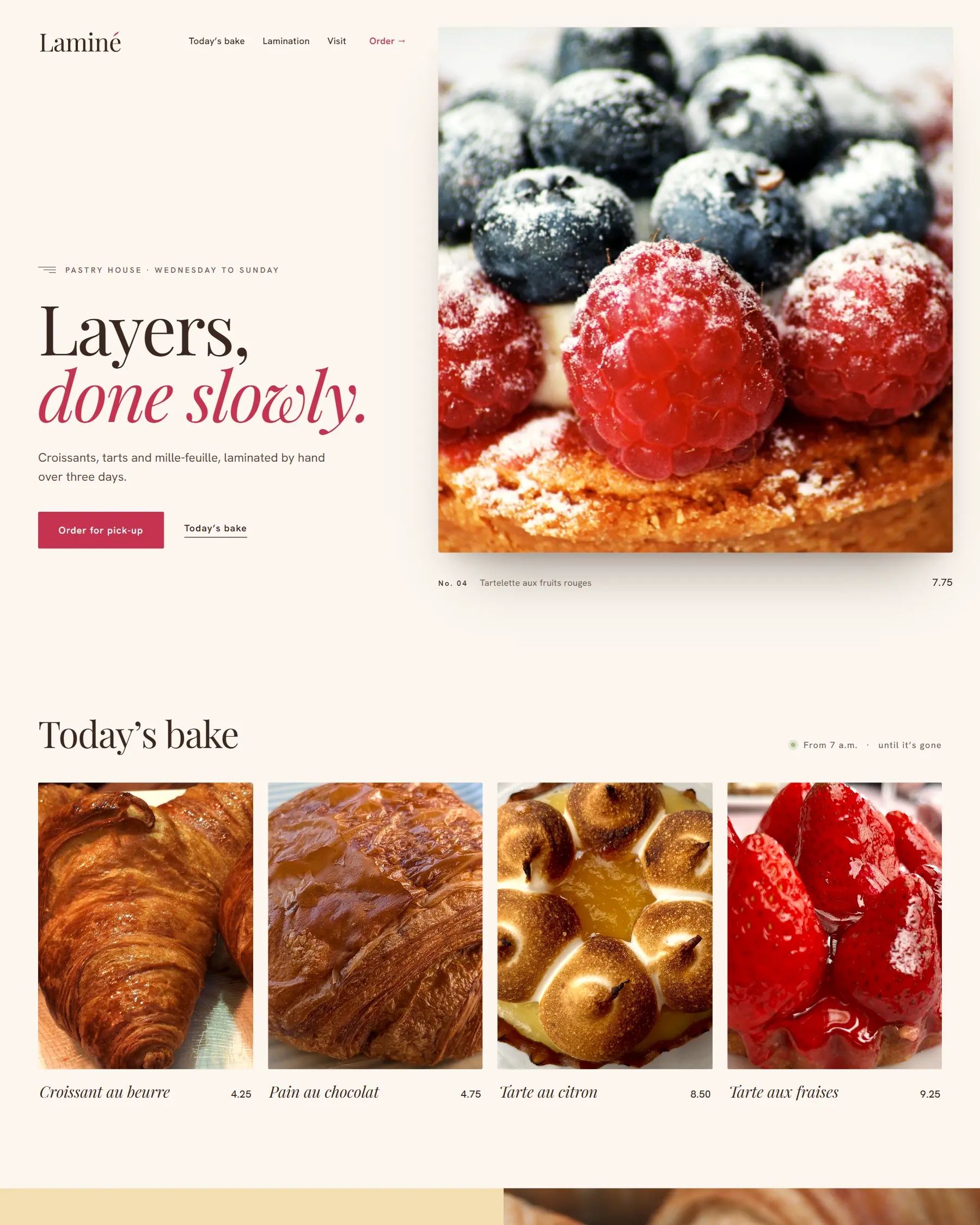 Laminé website, desktop