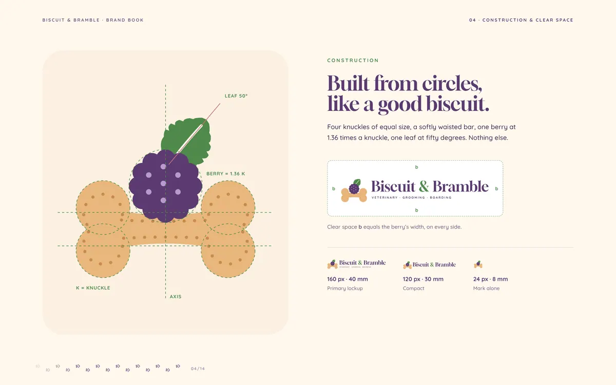 Biscuit & Bramble brand book, Construction & clear space