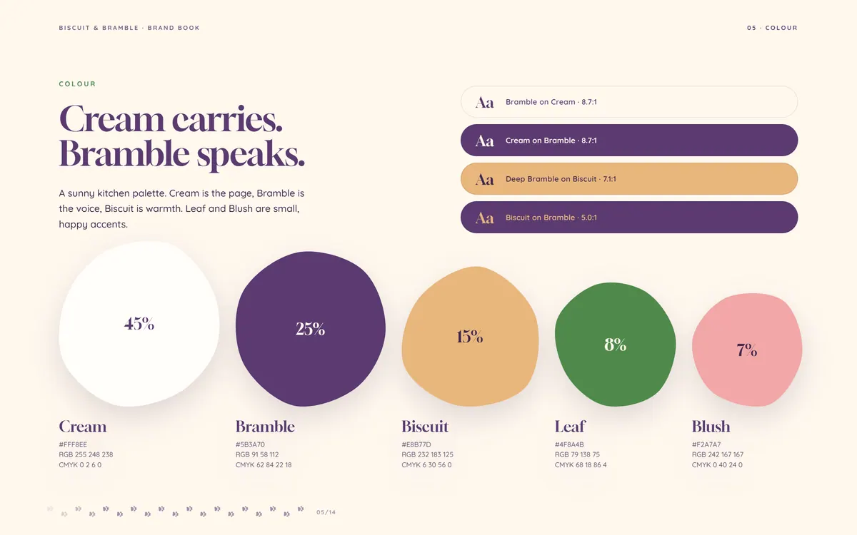 Biscuit & Bramble brand book, Colour