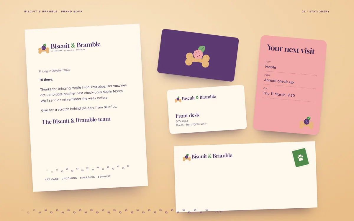 Biscuit & Bramble brand book, Stationery
