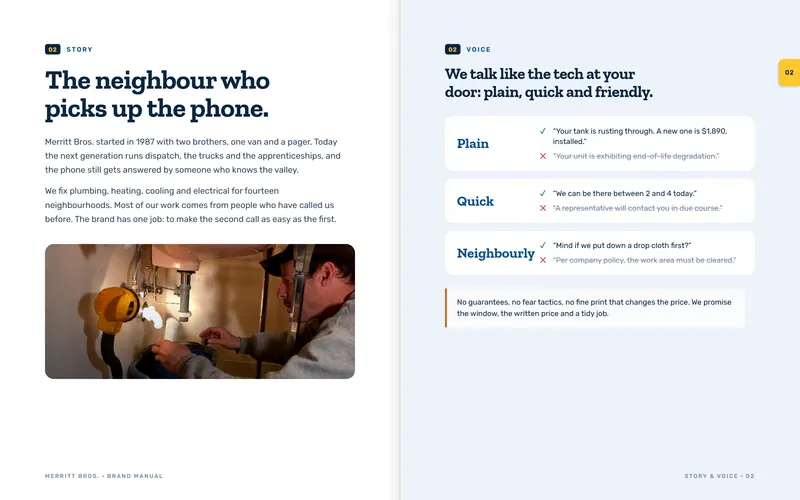 Merritt Bros. brand book: Story & voice