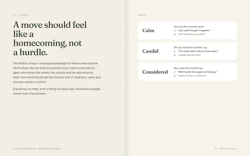 The Marlow Group brand book: Story & voice