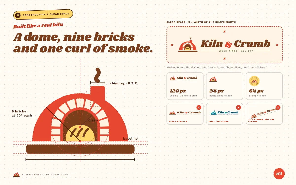Kiln & Crumb brand book, Construction & clear space