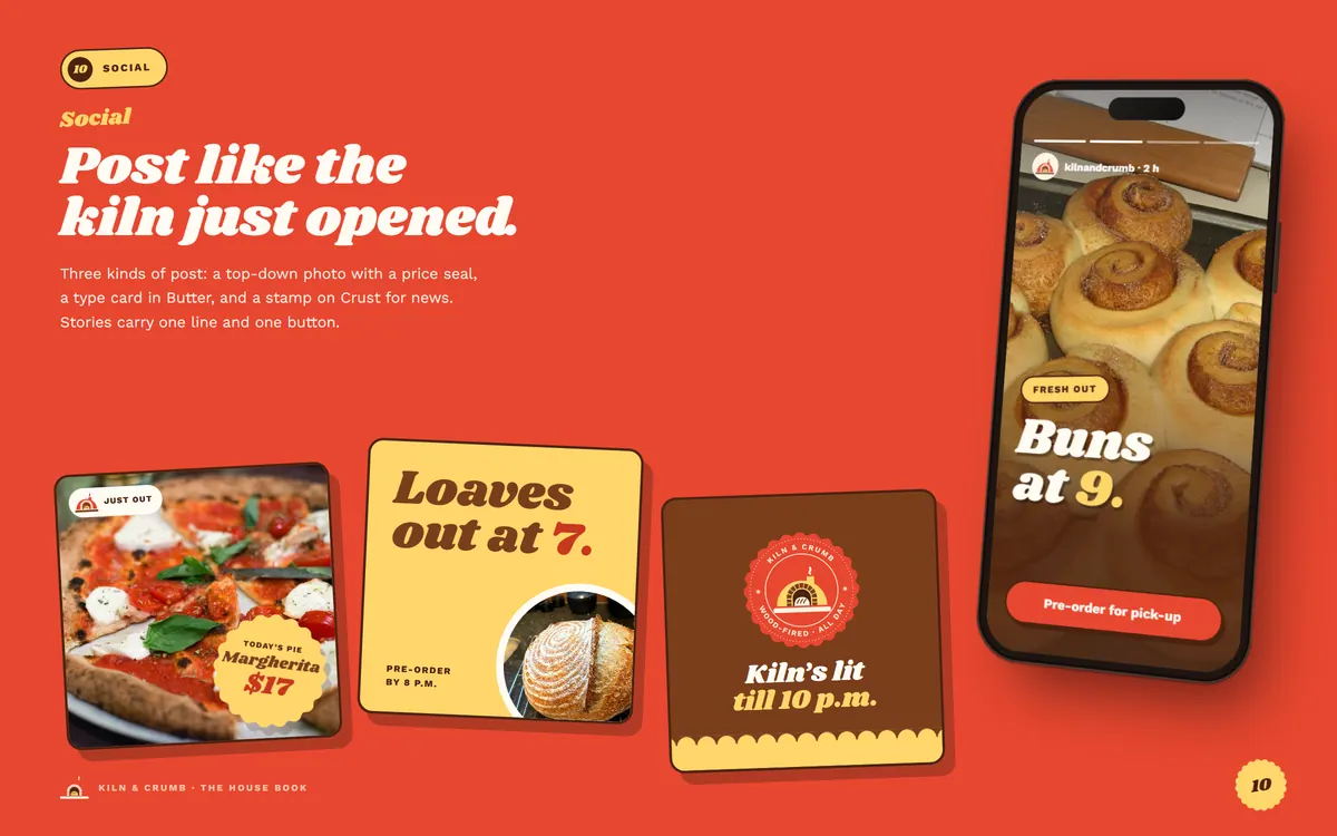Kiln & Crumb brand book, Social
