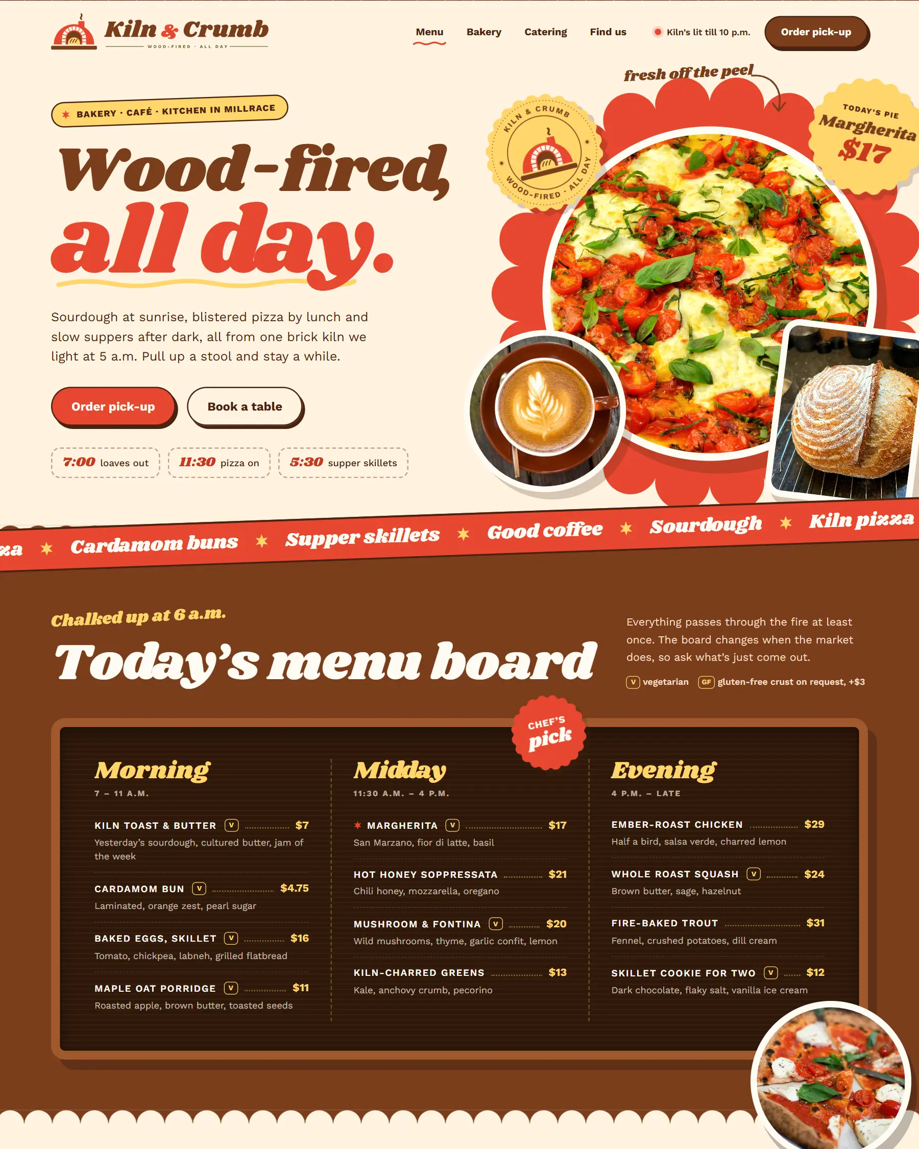 Kiln & Crumb website, desktop
