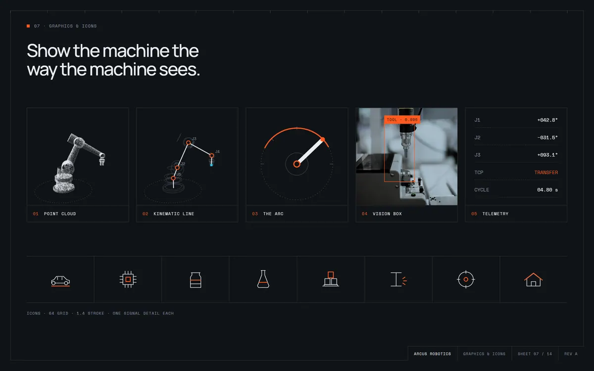 Arcus Robotics brand book, Graphics & icons