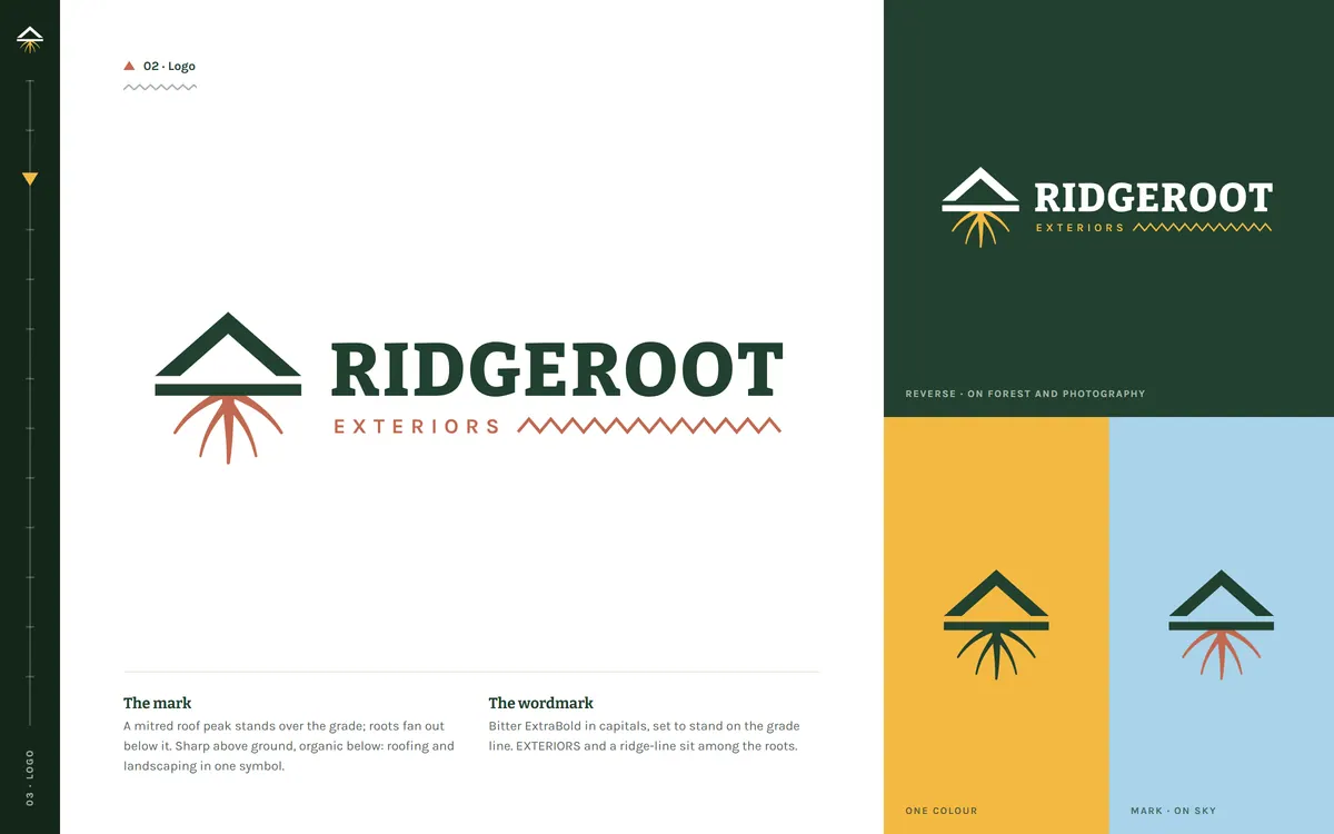 Ridgeroot Exteriors brand book, Logo