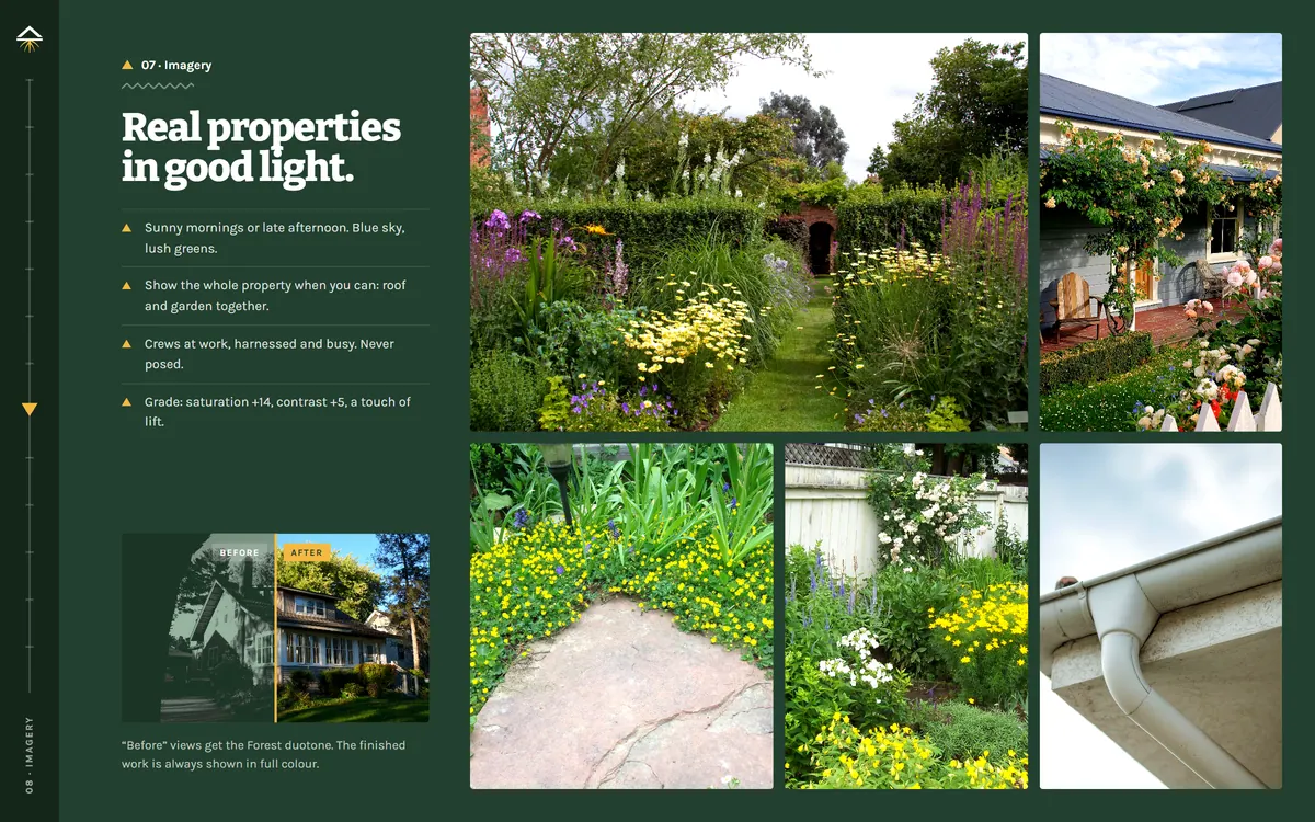 Ridgeroot Exteriors brand book, Imagery