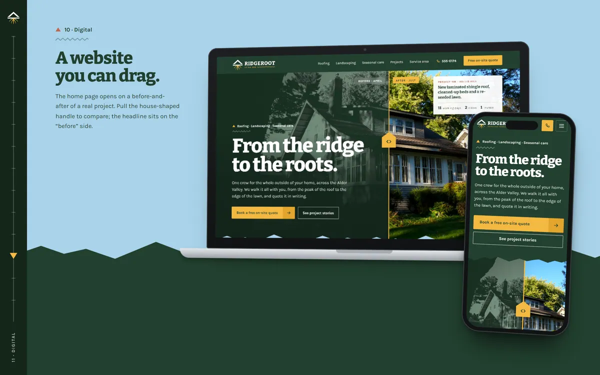 Ridgeroot Exteriors brand book, Digital