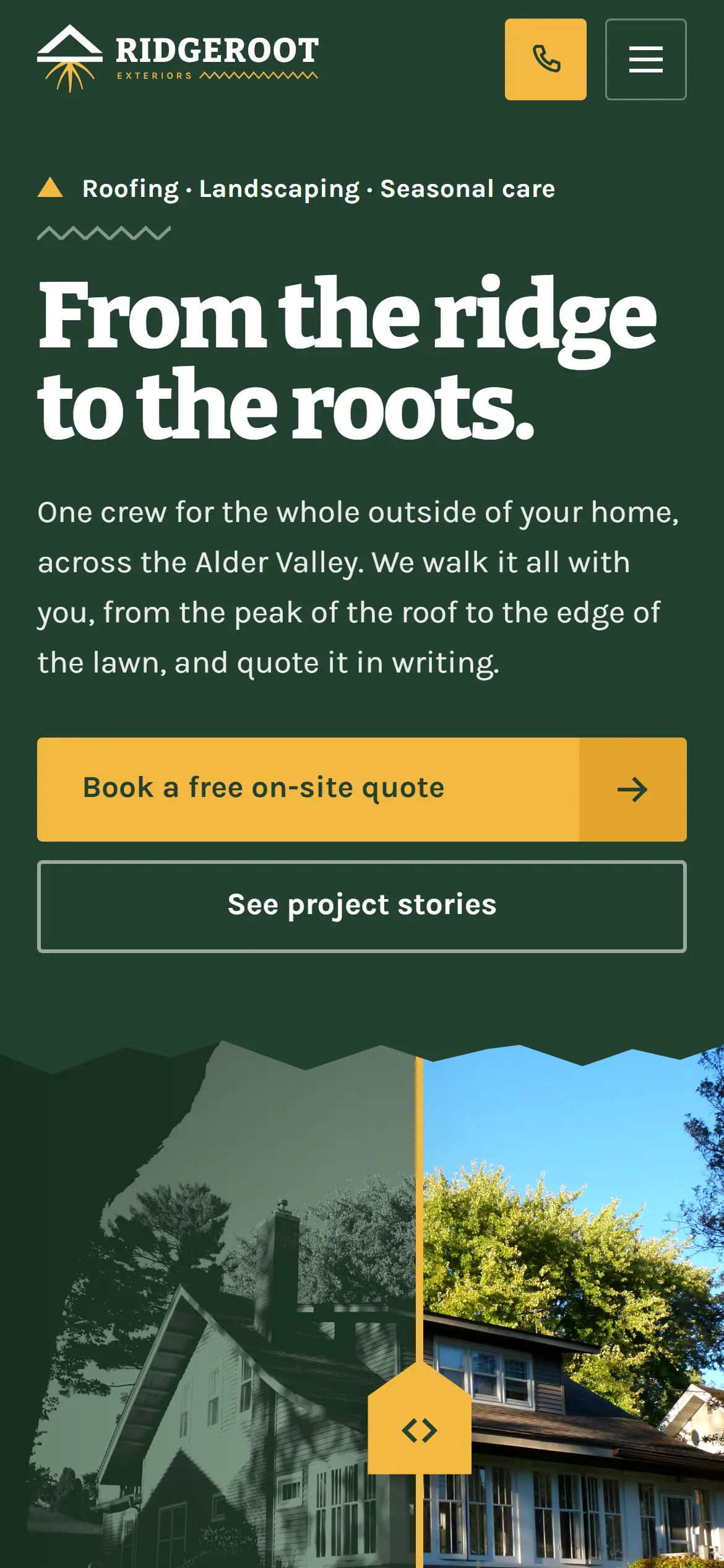 Ridgeroot Exteriors mobile website